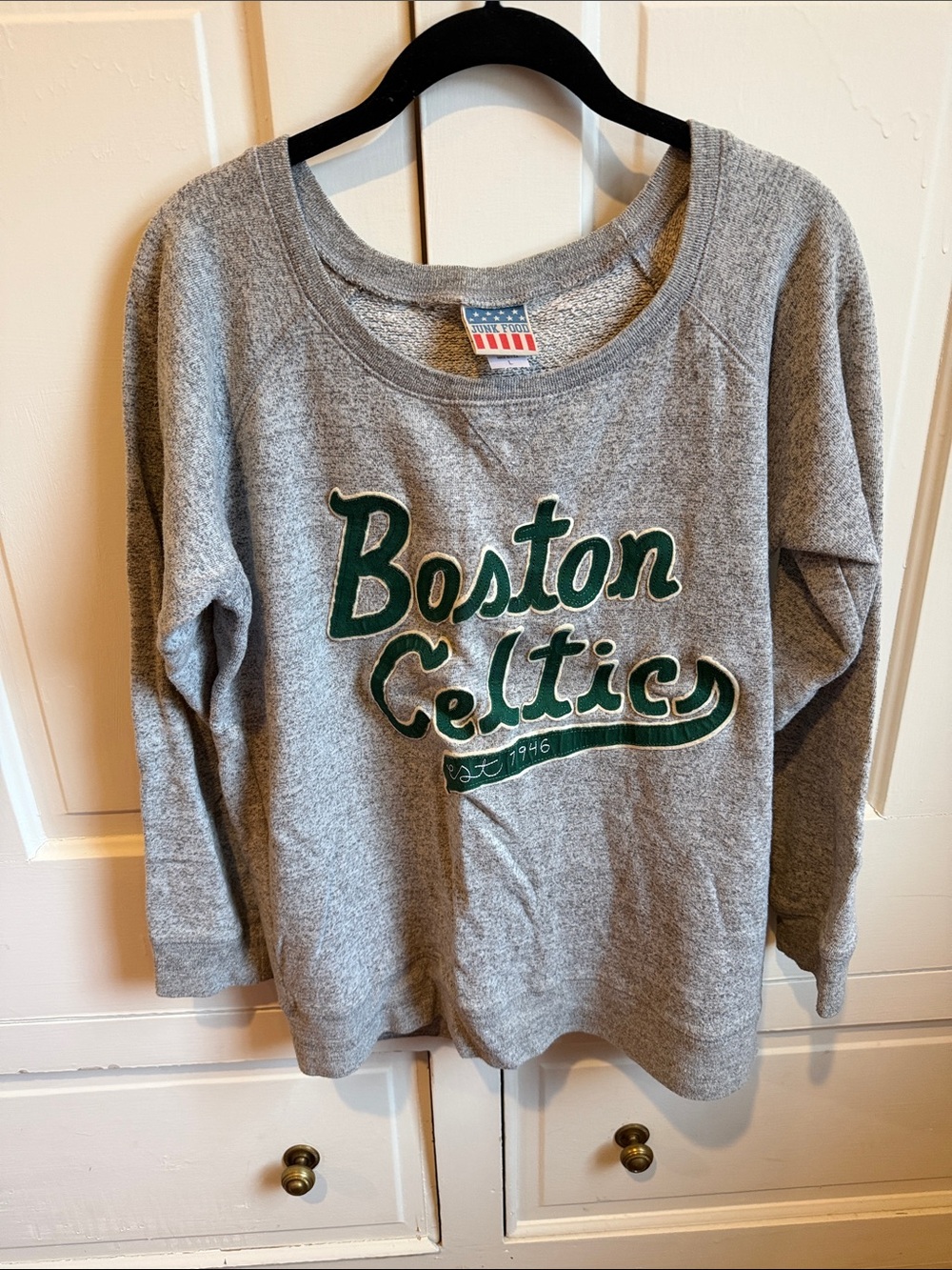 Junk Food Clothing Gray Boston Celtics Crewneck Sweatshirt
